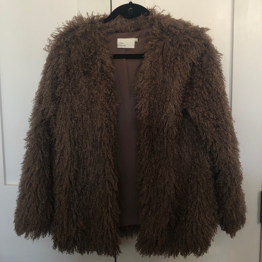 LABEL CHOCOLATE FAUX COAT